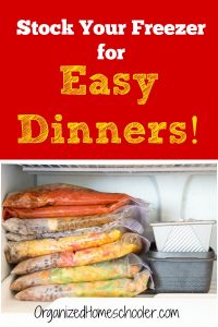 FreezEasy is the easy way to stock the freezer with healthy homemade meals. Use the shopping list, freezer meal recipes, and freezer meal instructions to make ahead healthy meals. You can even use your Crock Pot and Instant Pot! This is a great way for busy homeschool moms to save time. #freezermeals #mealplanning