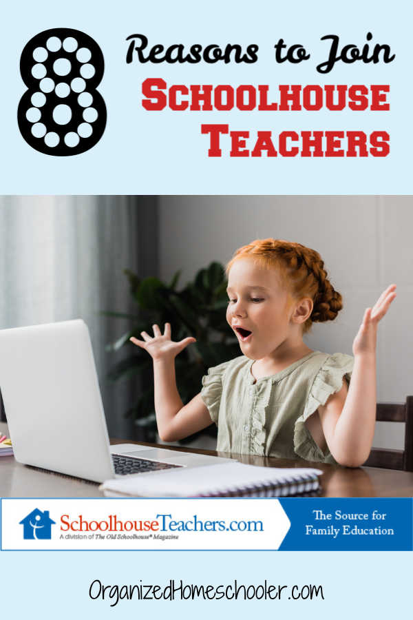 8 reasons to join schoolhouse teachers written above a girl excited in front of her computer